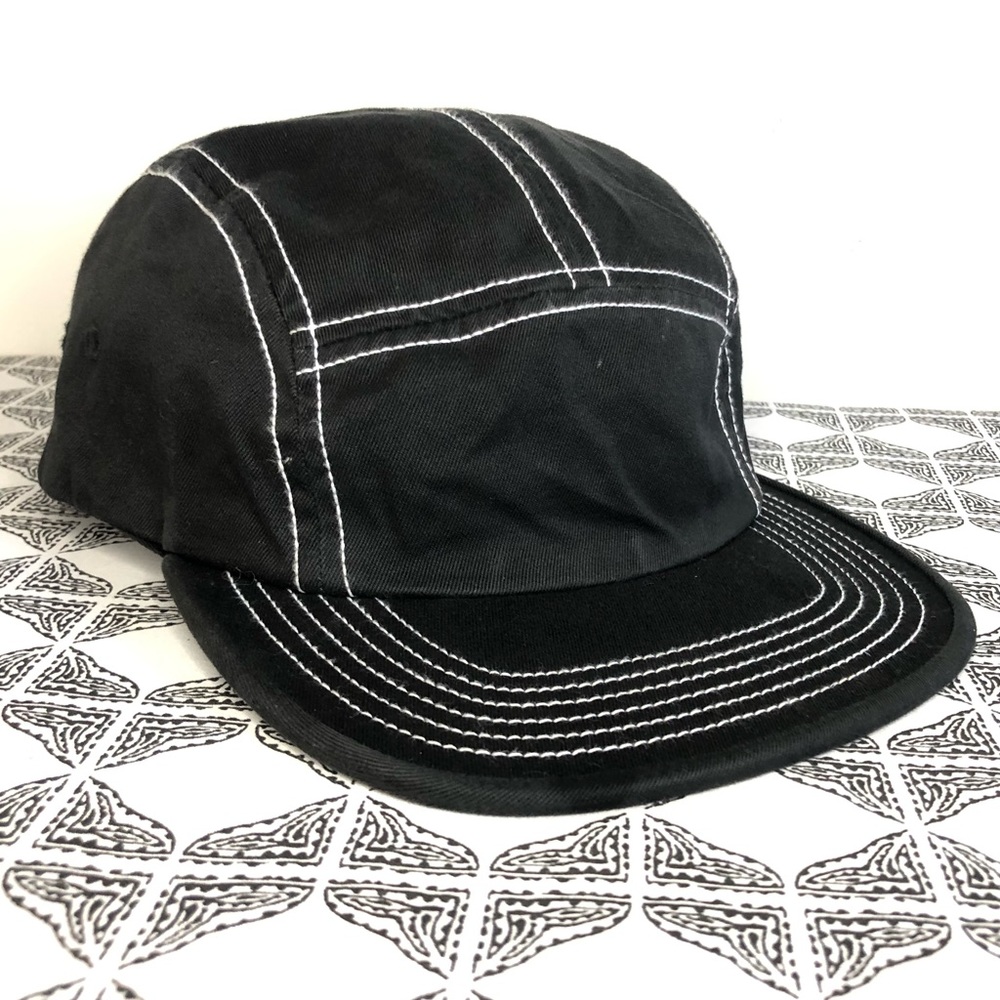 Supreme Fitted Rear Patch Camp Cap 5 Panel Black Medium/Large